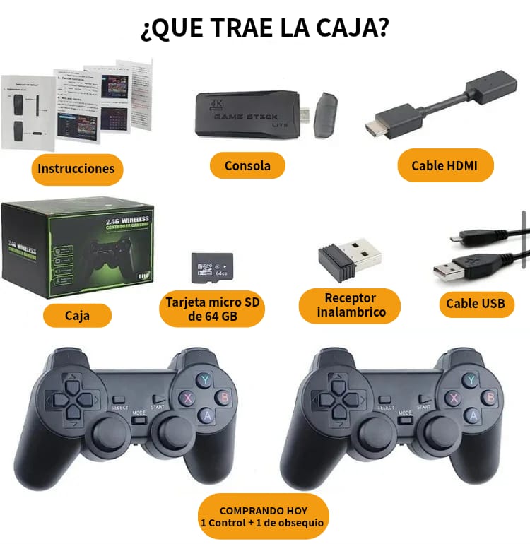 Consola Retro inalámbrica con más de 10.000 juegos clásicos en tu TV