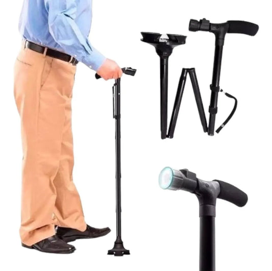 BASTÓN ORTOPEDICO PLEGABLE CON LINTERNA LED + ENVIO GRATIS!